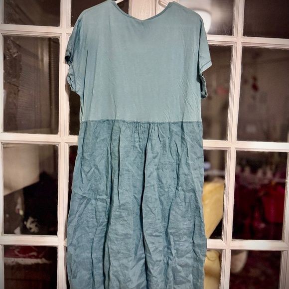 NWT XCVI Glennon V-neck Dress in Green Sky color, Pockets, Sz. XL - Picture 2 of 5